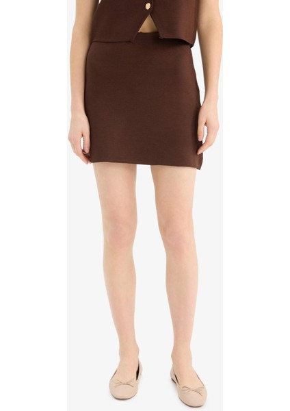 Basic Düz Yumuşak Dokulu Mini Etek E8417AX25SP