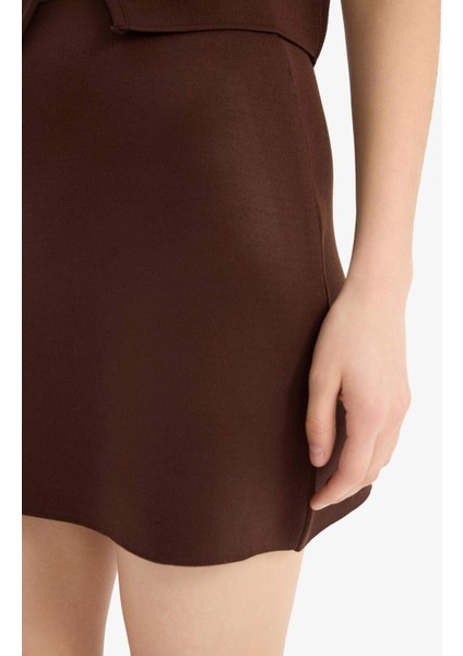 Basic Düz Yumuşak Dokulu Mini Etek E8417AX25SP