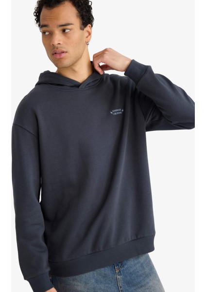 Boxy Fit Kapüşonlu Sırt Baskılı Sweatshirt F2109AX25AU