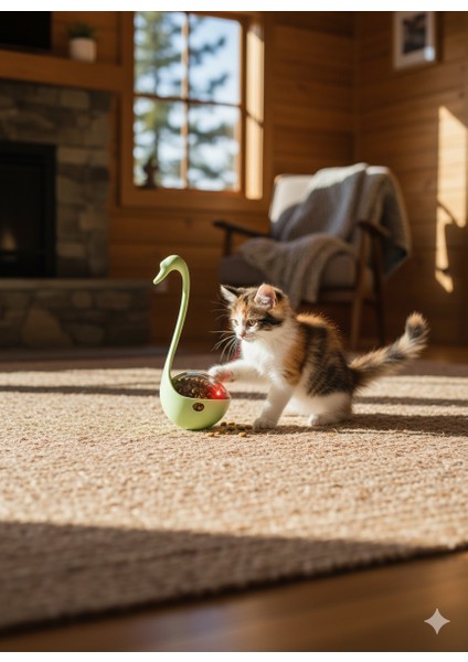 Lazerli Kuğu Kedi Oyuncağı – Hareketli Hacıyatmaz & Mama Dağıtıcı – Etkileşimli Egzersiz Oyuncağı fiyatları