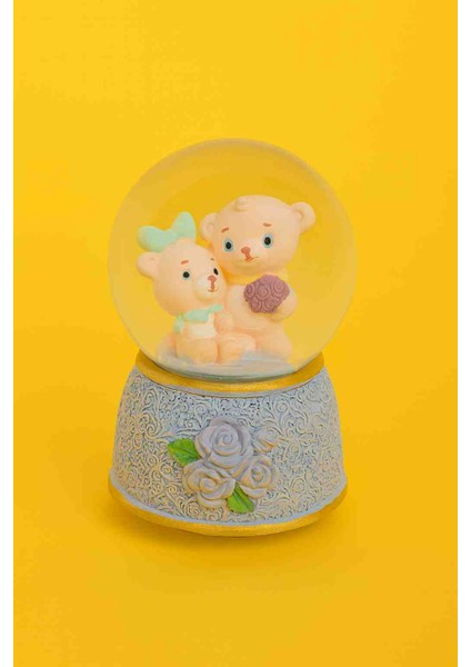 Dekoratif Nostalji Cam Kar Küresi Işıklı ve Müzikli