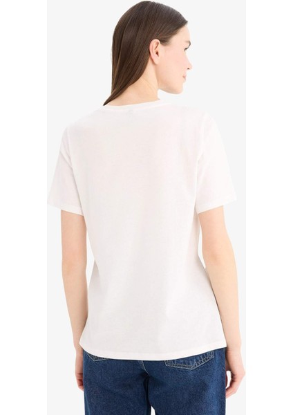 Regular Fit Bisiklet Yaka Basic Düz Penye Kısa Kollu Tişört