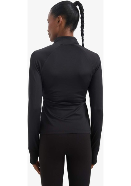 Fit Standart Fit Dik Yaka Fermuarlı İçi Yumuşak Tüylü Sporcu Uzun Kollu Tişört