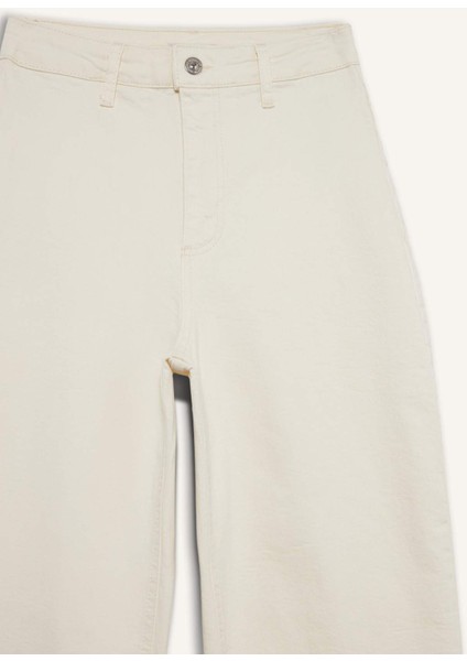 Culotte Yüksek Bel Paça Ucu Kesik Crop Jean Pantolon