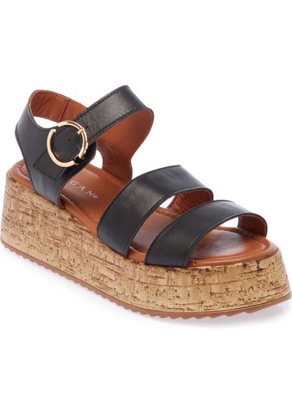 Siyah Hakiki Deri Kadın Sandalet - K24Y1SN67244-A23