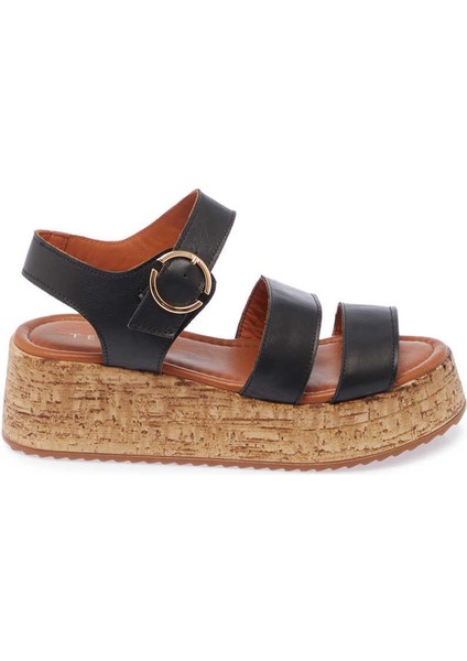 Siyah Hakiki Deri Kadın Sandalet - K24Y1SN67244-A23