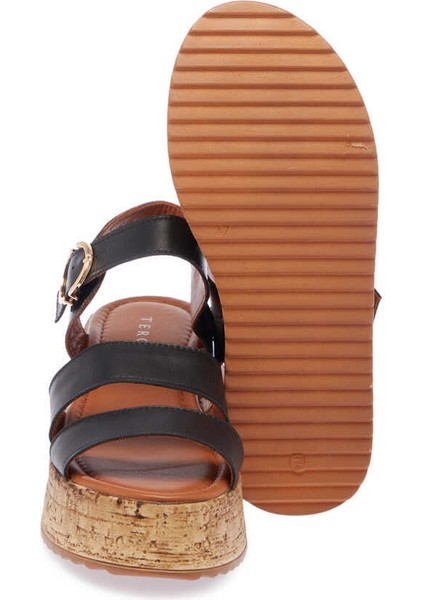 Siyah Hakiki Deri Kadın Sandalet - K24Y1SN67244-A23