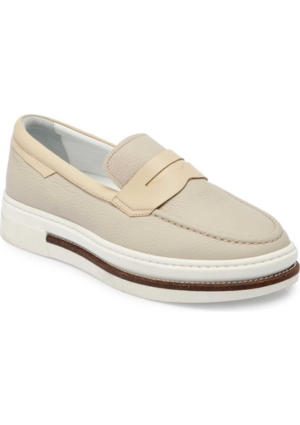 Bej Hakiki Deri Erkek Loafer - E24I1AY56706-B19