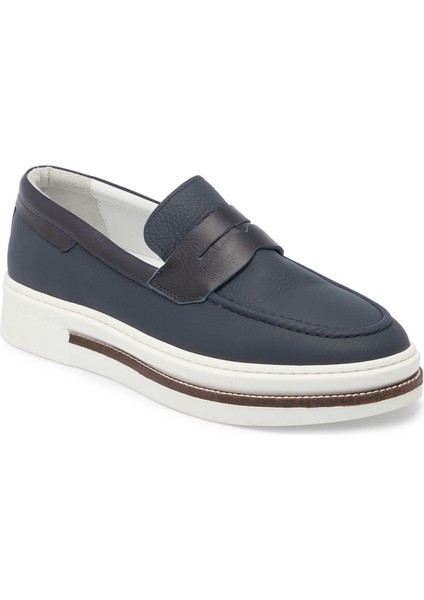 Lacivert Hakiki Deri Erkek Loafer - E24I1AY56706-A38