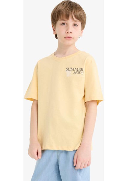 Erkek Çocuk Bisiklet Yaka Baskılı Kısa Kollu Tişört