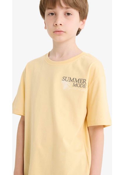 Erkek Çocuk Bisiklet Yaka Baskılı Kısa Kollu Tişört