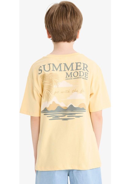 Erkek Çocuk Bisiklet Yaka Baskılı Kısa Kollu Tişört