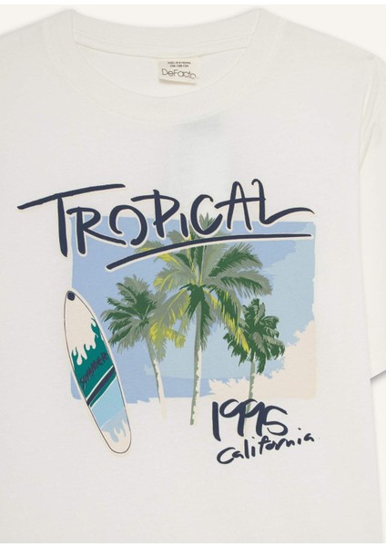 Erkek Çocuk Bisiklet Yaka Baskılı Kısa Kollu Tişört E8456A825HS