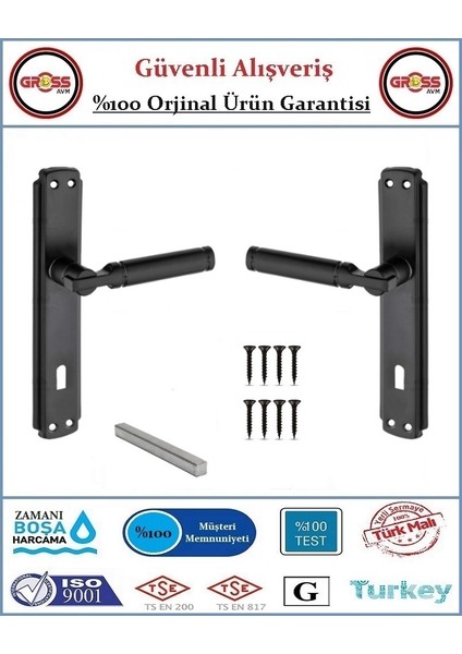 Mat Siyah İç Oda Kapı Kolu - 1 Takım Ön ve Arka fiyatları