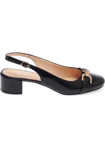 Siyah Hakiki Rugan Deri Kadın Topuklu Ayakkabı - K24I1AY67187-A07