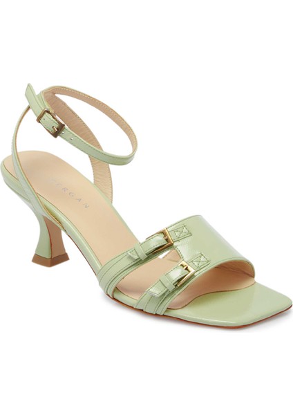 Yeşil Hakiki Rugan Deri Kadın Topuklu Ayakkabı - K24Y1AY67185-B8R