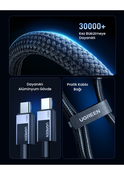 Usb-C To Usb-C 240W Pd Hızlı Şarj Kablosu, Uzay Girişi, 1m, 45067