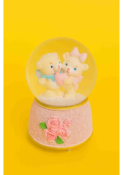 Dekoratif Nostalji Cam Kar Küresi Işıklı ve Müzikli