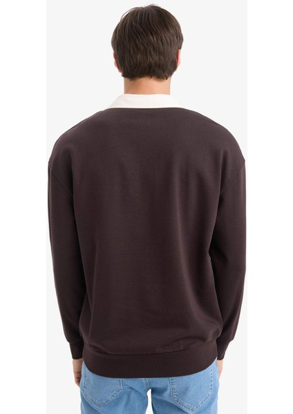 Boxy Fit Polo Yaka Sweatshirt E6523AX25AU