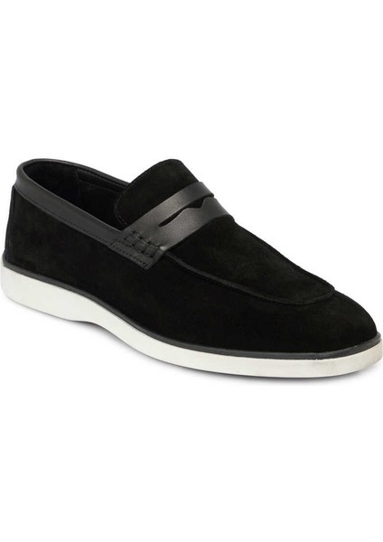 Siyah Hakiki Süet Deri Erkek Loafer - E24I1AY56749-A01