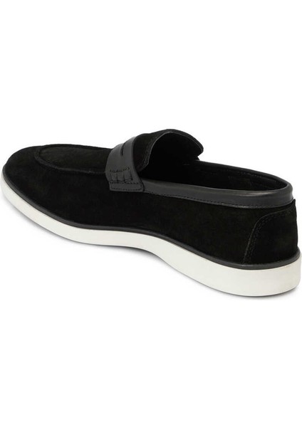 Siyah Hakiki Süet Deri Erkek Loafer - E24I1AY56749-A01
