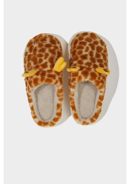 Kadın Zürafa Temalı Düz Taban Ev Terliği F1547AX25WN