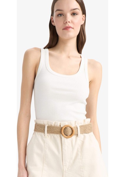 Paperbag Yüksek Bel Katlamalı Paça Kemerli Jean Şort E0548AX25SM