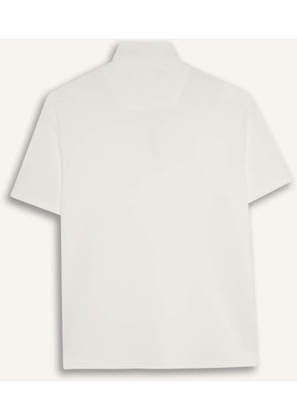 Regular Fit Dik Yaka Yarım Fermuarlı Modal Karışımlı Ağır Kumaş Kısa Kollu Tişört B6502AX25AU