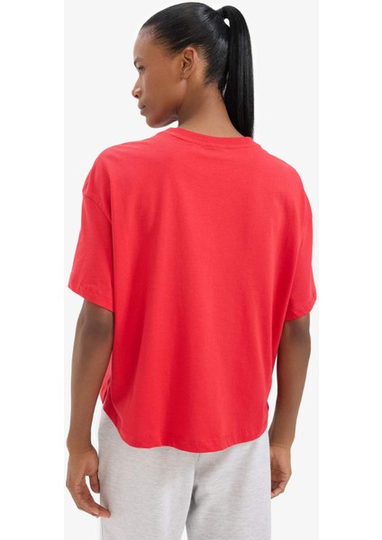 Fit NBA Chicago Bulls Oversize Geniş Kalıp Bisiklet Yaka Nakış Baskı Penye Kısa Kollu Tişört