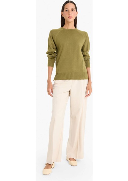 Relax Fit Bisiklet Yaka Basic Düz Triko Kazak I6913AZ25WN