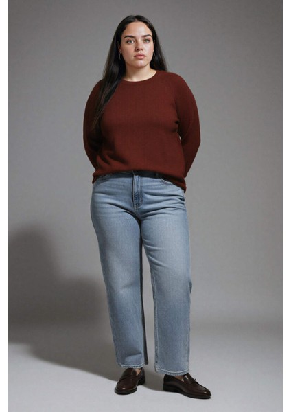 Relax Fit Bisiklet Yaka Basic Düz Triko Kazak I6913AZ25WN