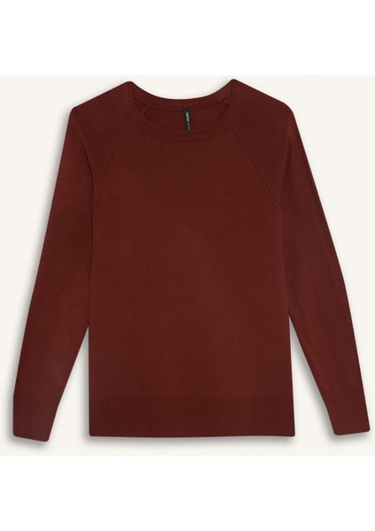 Relax Fit Bisiklet Yaka Basic Düz Triko Kazak I6913AZ25WN