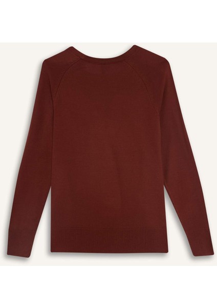 Relax Fit Bisiklet Yaka Basic Düz Triko Kazak I6913AZ25WN