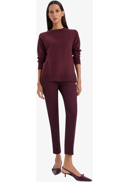 Relax Fit Bisiklet Yaka Basic Düz Triko Kazak