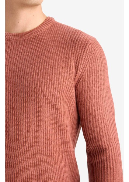 Standart Fit Normal Kesim Bisiklet Yaka Dokulu Triko Kazak C8814AX25WN