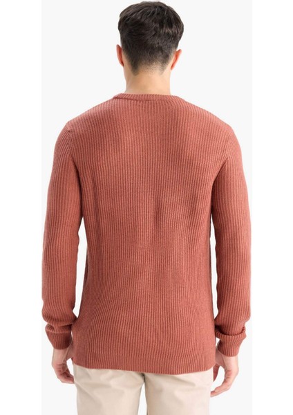 Standart Fit Normal Kesim Bisiklet Yaka Dokulu Triko Kazak C8814AX25WN