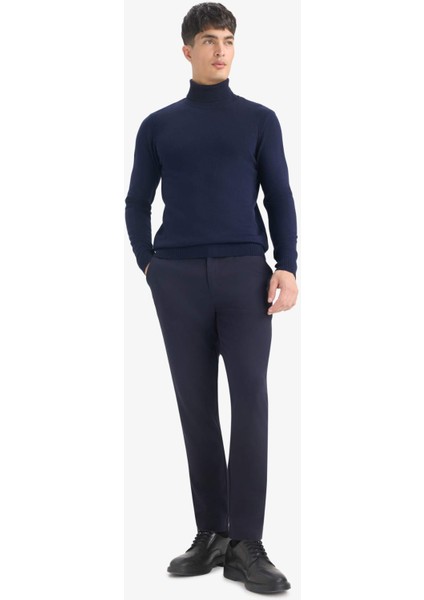 Slim Fit Dar Kesim Balıkçı Yaka Basic Düz Triko Kazak R1124AZ25WN