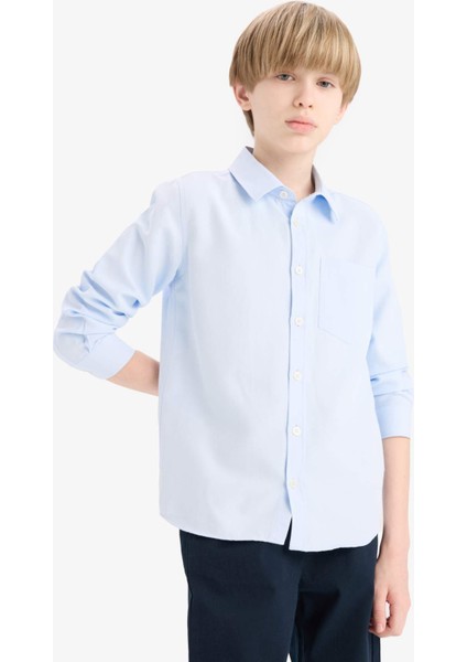 Erkek Çocuk Polo Yaka Oxford Uzun Kollu Gömlek
