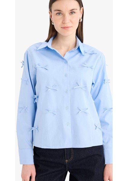 Regular Fit Fiyonklu Poplin Uzun Kollu Gömlek Tunik F2724AX25SP