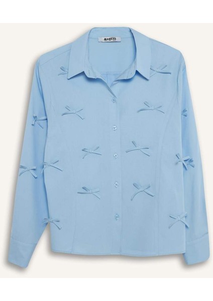 Regular Fit Fiyonklu Poplin Uzun Kollu Gömlek Tunik F2724AX25SP