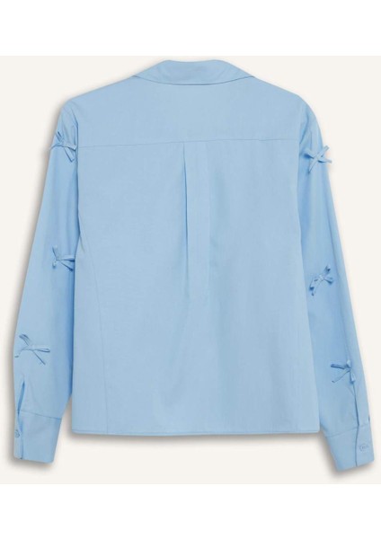 Regular Fit Fiyonklu Poplin Uzun Kollu Gömlek Tunik F2724AX25SP