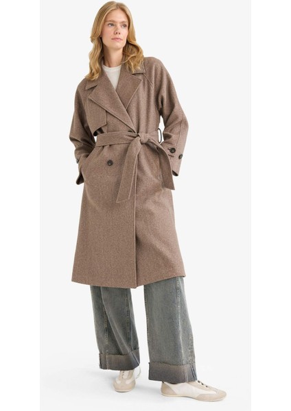 Regular Fit Düğmeli Kaşe Uzun Kaban F1213AX25WN