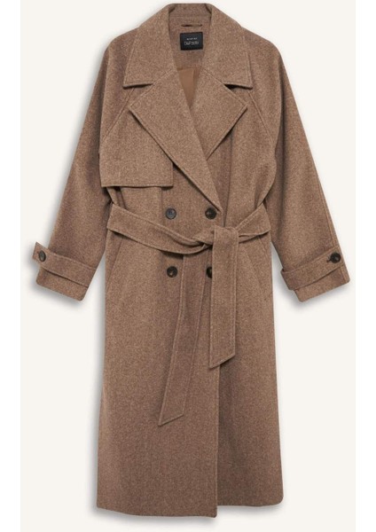 Regular Fit Düğmeli Kaşe Uzun Kaban F1213AX25WN