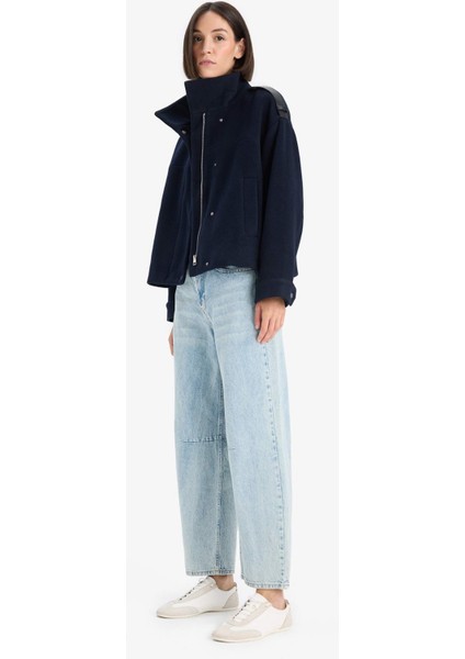 Regular Fit Kaşe Düğmeli Kısa Kaban