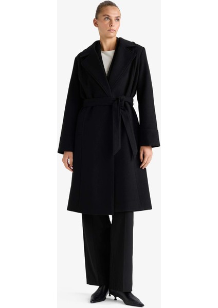 Regular Fit Kuşaklı Kaşe Kaban F1207AX25WN