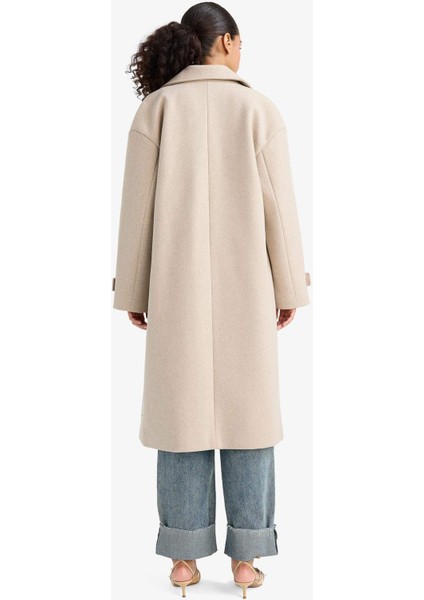 Regular Fit Düğmeli Uzun Kaşe Kaban F1197AX25WN