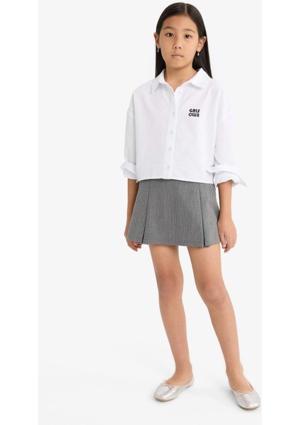 Kız Çocuk Beli Lastikli Poplin Şort Etek F2637A825AU