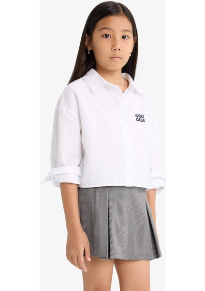 Kız Çocuk Beli Lastikli Poplin Şort Etek F2637A825AU