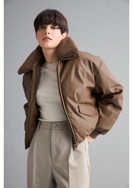 Regular Fit Polo Yaka Suni Deri Mont F2813AX25WN