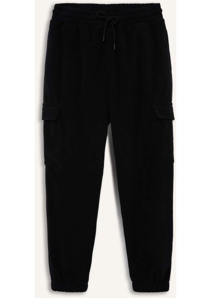 Regular Fit Beli Bağcıklı Kargo Cepli Polar Eşofman Altı F1737AX25WN